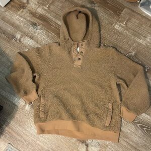 Old Navy Sherpa tan pullover hoodie sweater shirt XL